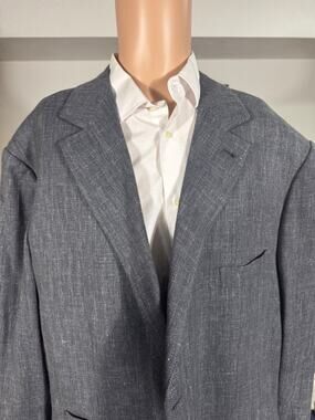 Brunello Cucinelli Gray Herringbone Blazer 64 54R US Mens' XXXXL Wool Linen Silk